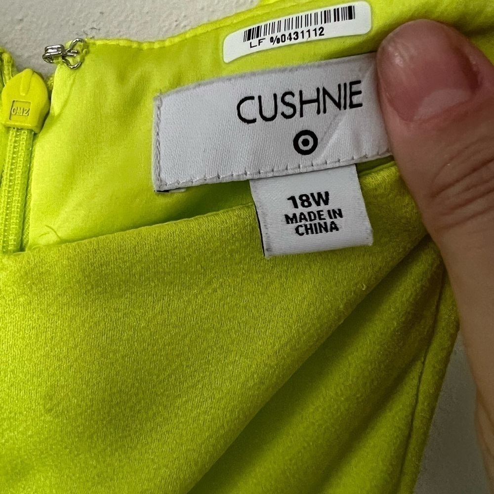 CUSHNIE Lime Twist Front Satin Midi Dress XXL - Picture 3 of 6